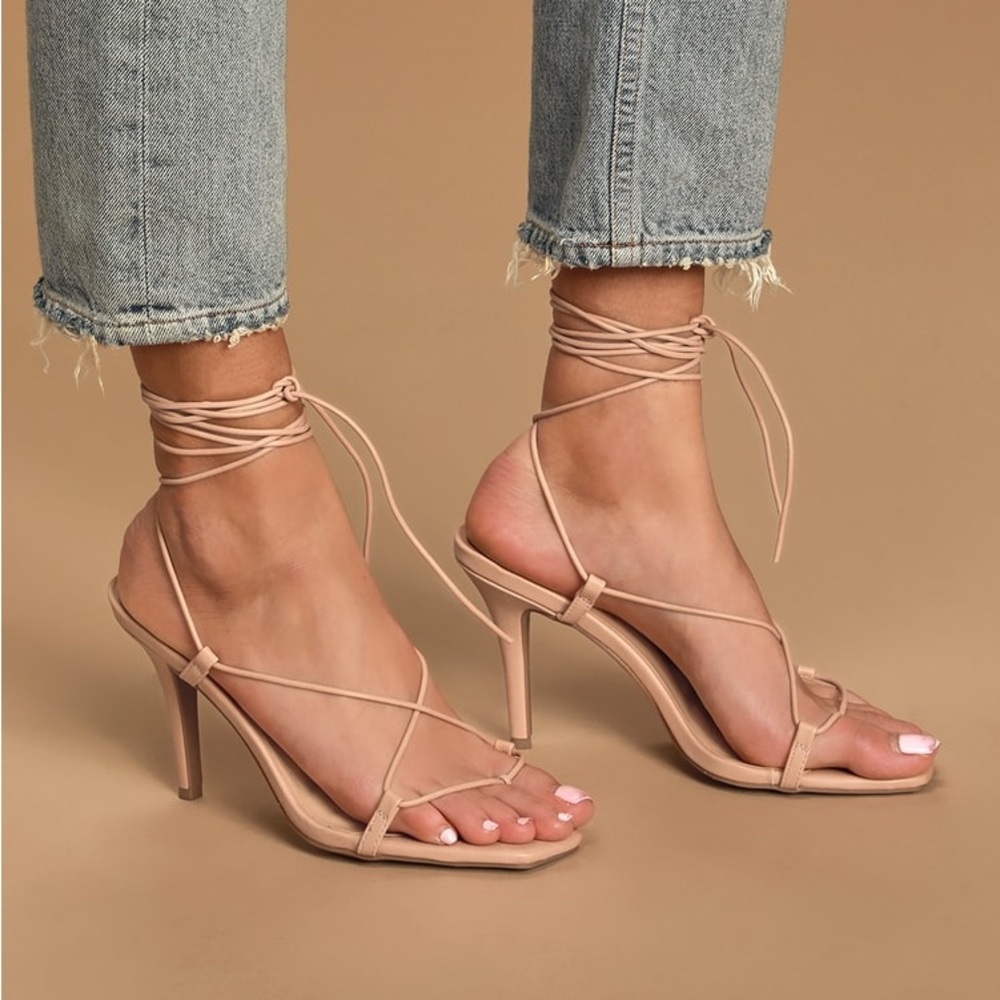 Lace Up Nude Heels Brand New in Box NWT